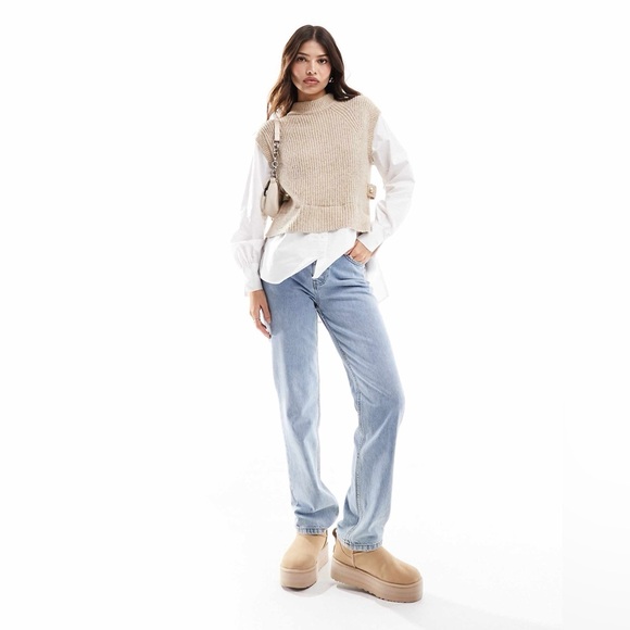 ASOS River Island hybrid shirt jumper in beige NWT - Picture 8 of 8